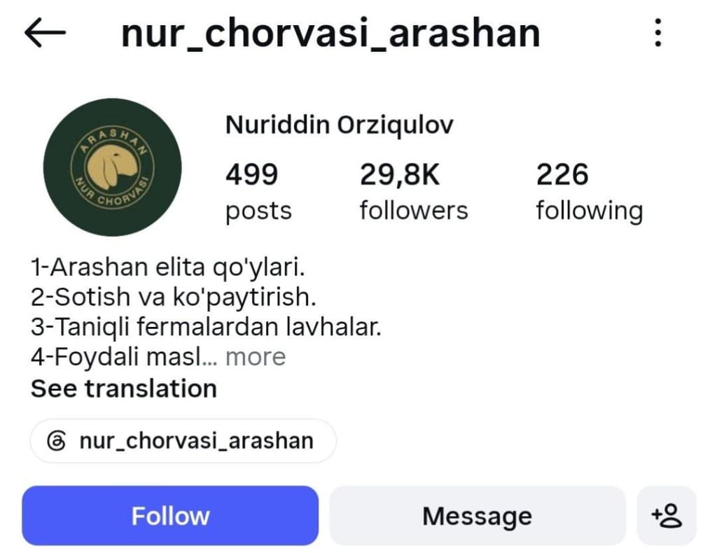 @nur_chorvasi_arashan Instagram profili