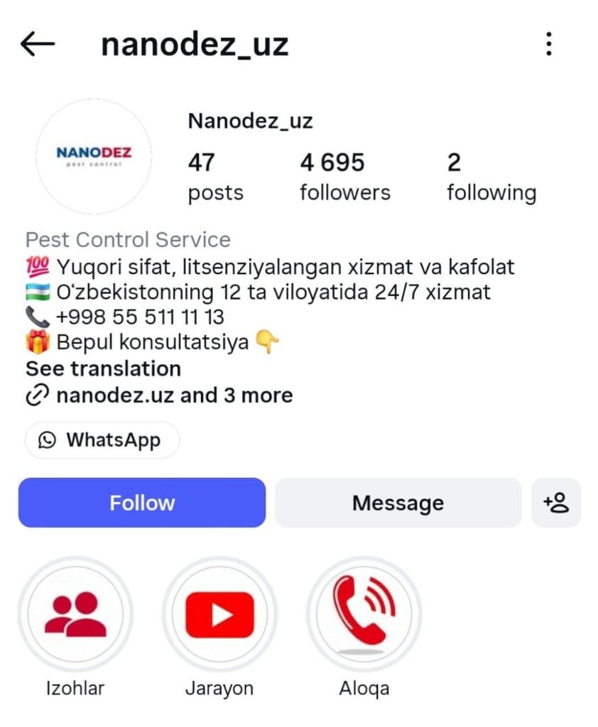 @toshkent_yemdon Instagram profili